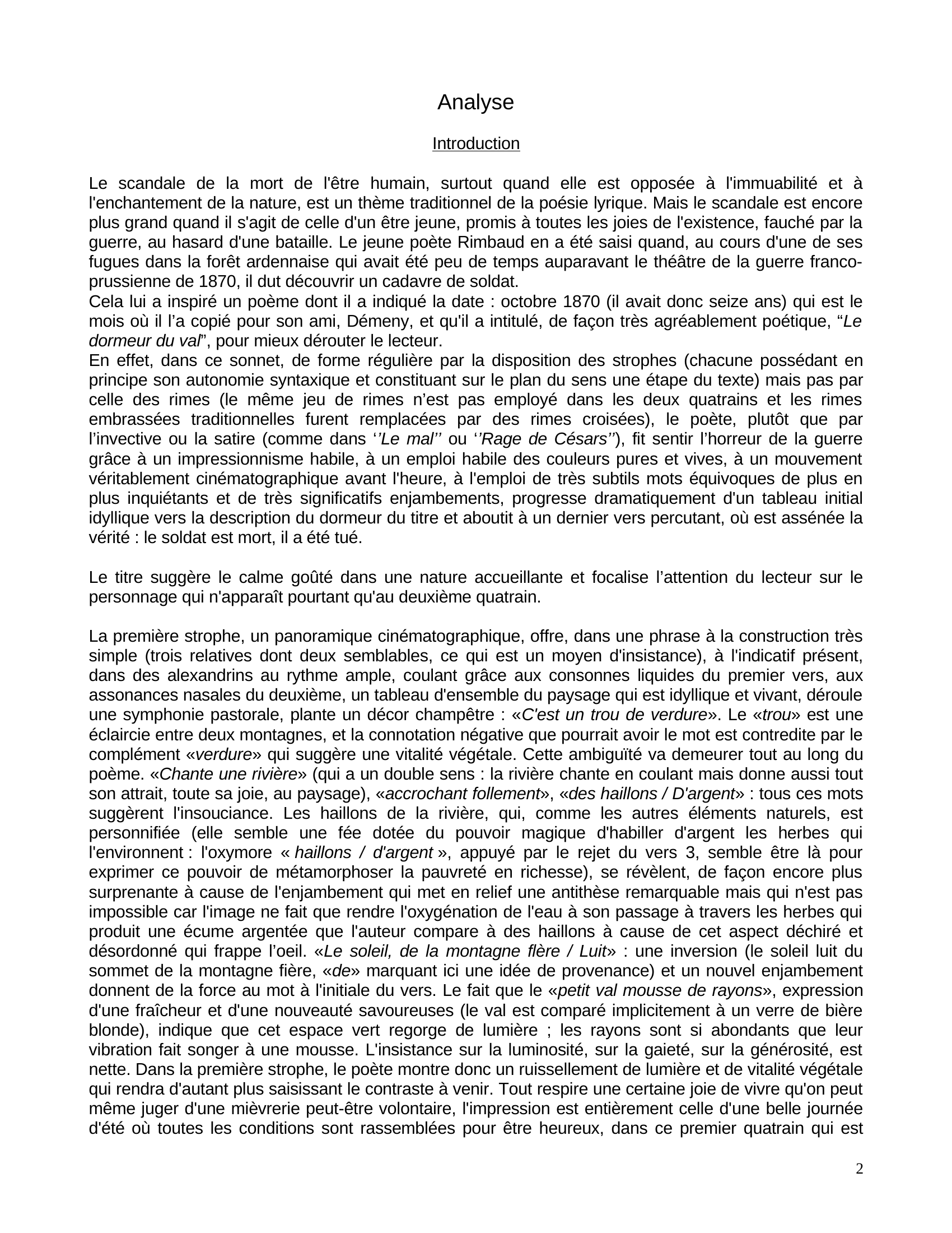 Prévisualisation du document "Le Dormeur du Val" Rimbaud