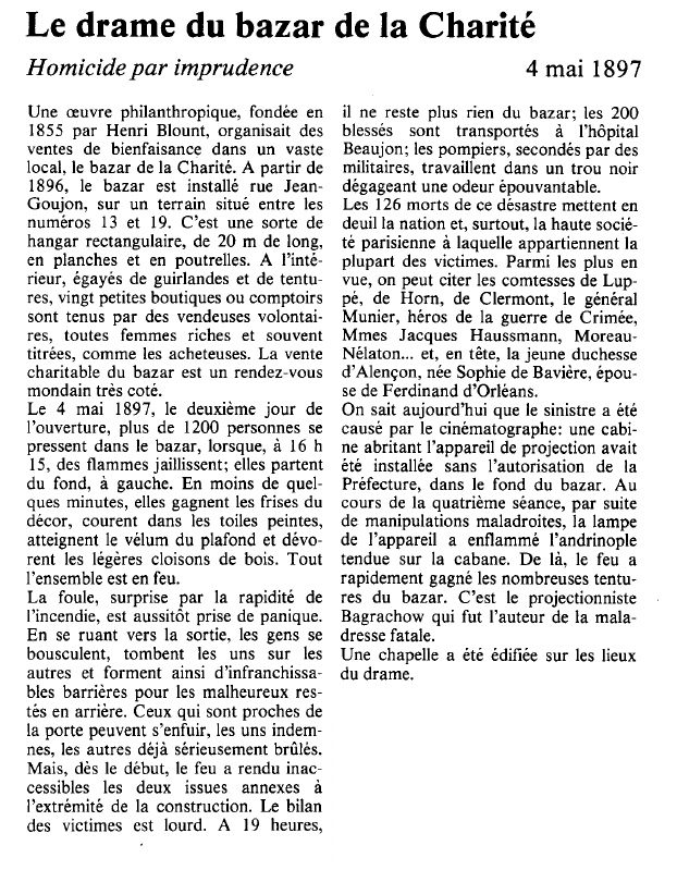 Prévisualisation du document Le drame du bazar de la CharitéHomicide par imprudence.
