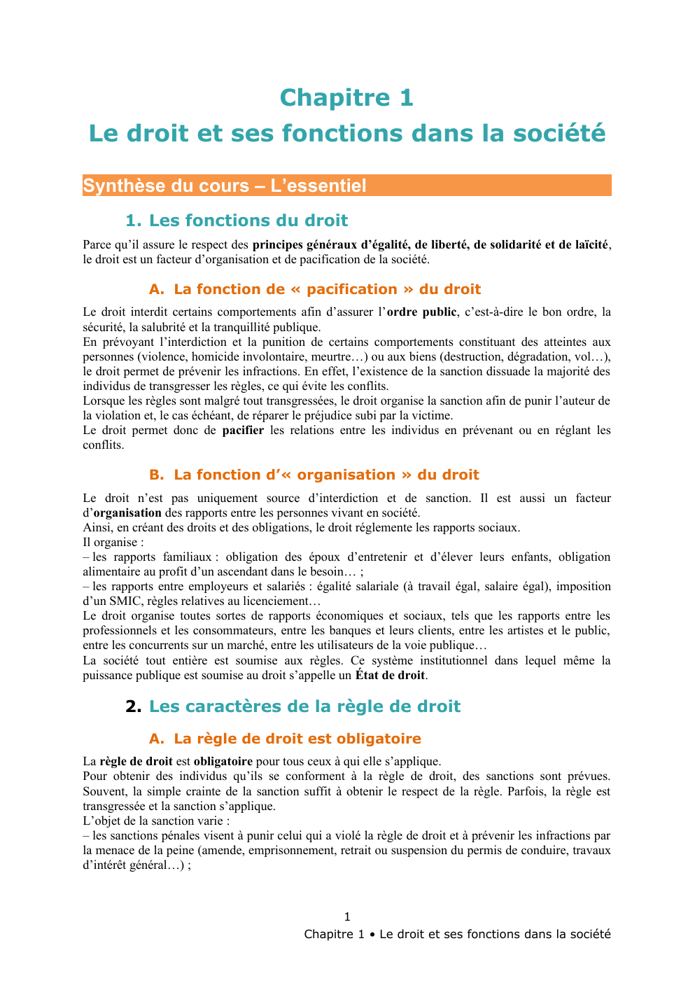 Prévisualisation du document Le droit et ses fonctions dans la société