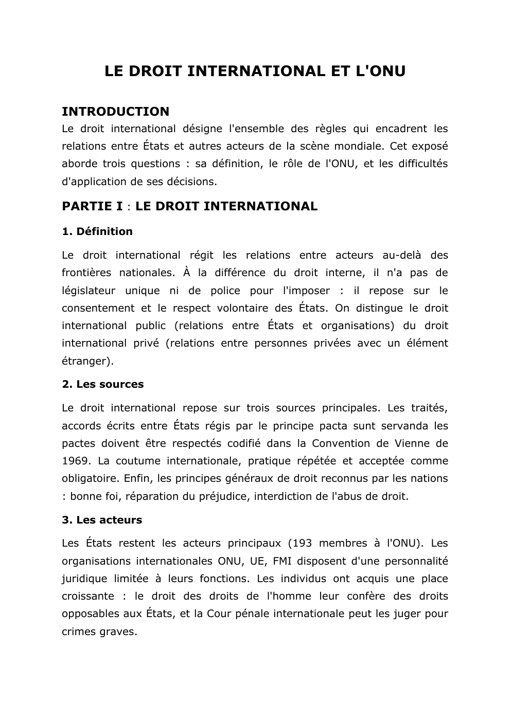 Prévisualisation du document LE DROIT INTERNATIONAL ET L'ONU