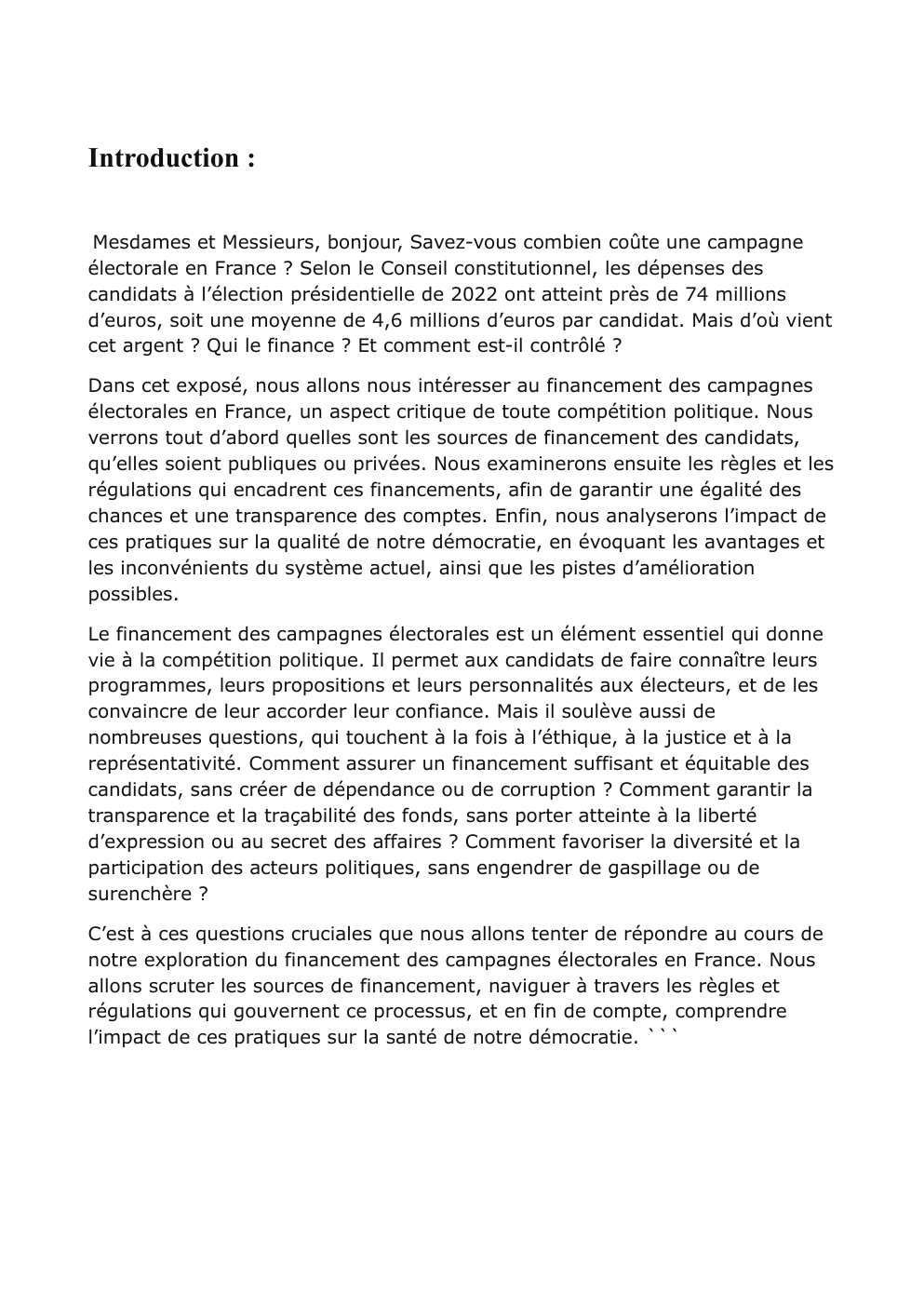 Prévisualisation du document Le financement des campagnes électorales en France