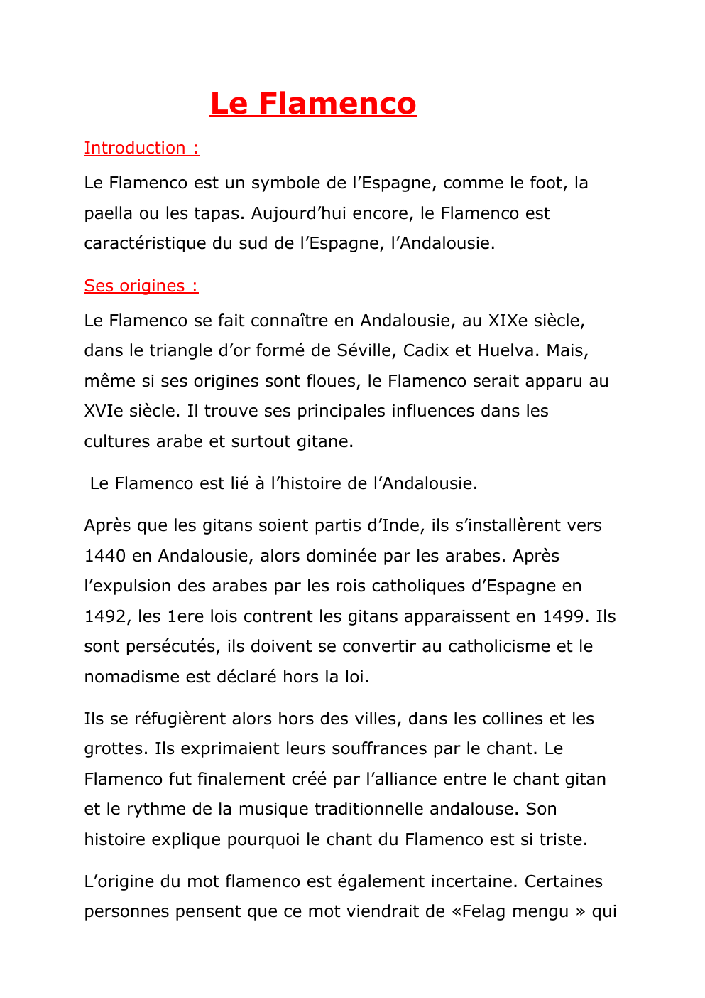 Prévisualisation du document Le Flamenco