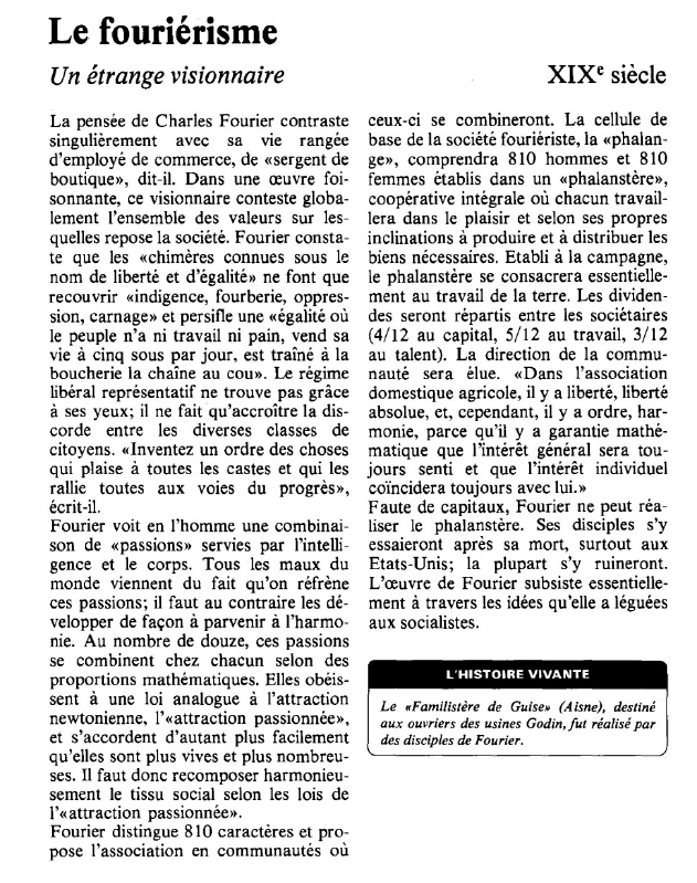 Prévisualisation du document Le fouriérisme:Un étrange visionnaire.