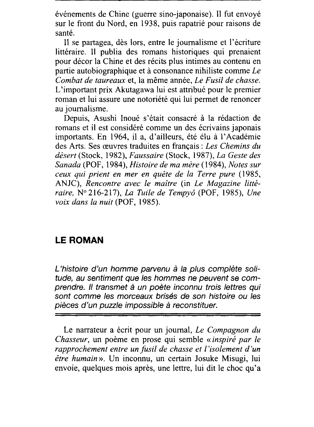 Prévisualisation du document Le Fusil de chasse d'Yasushi Inoué