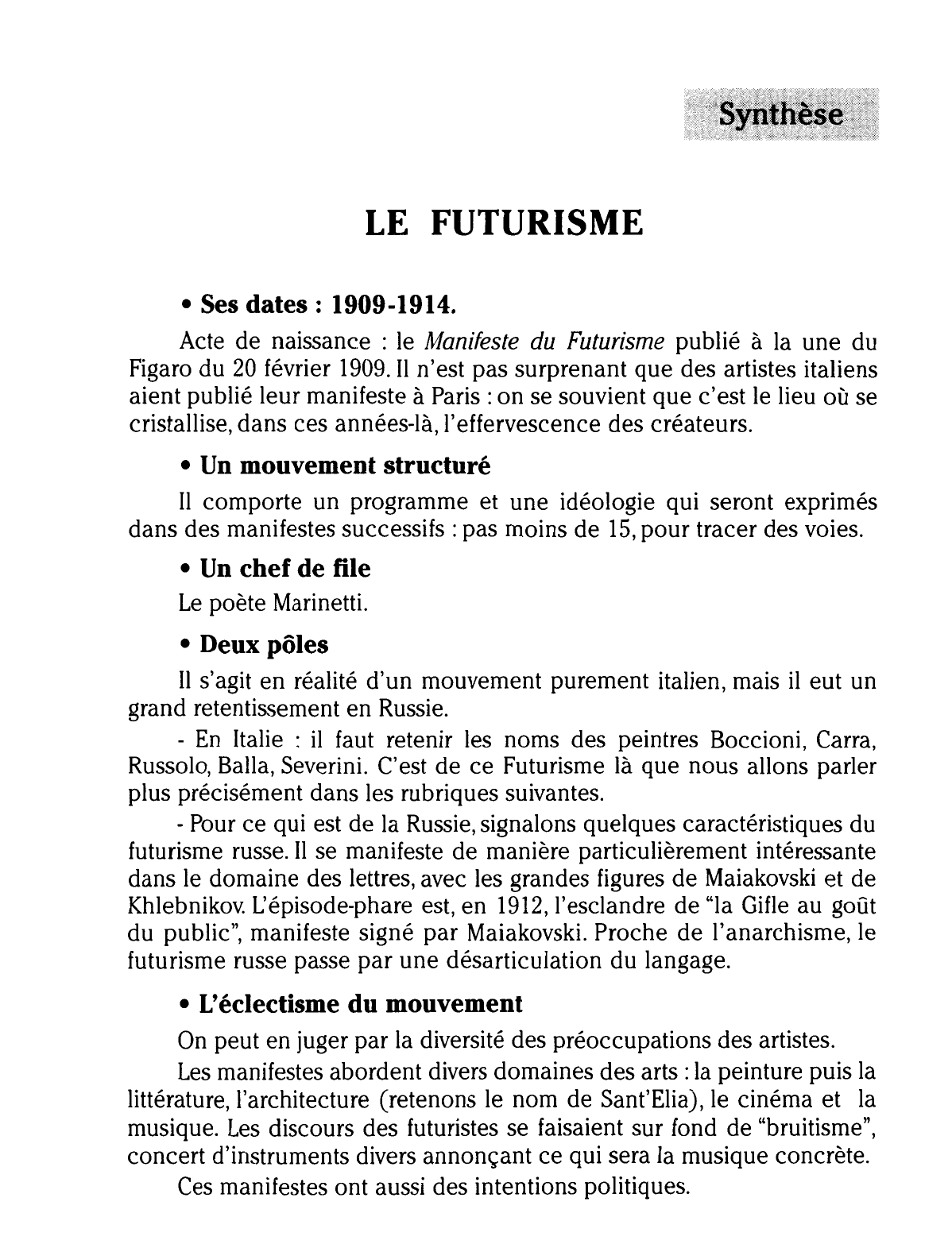 Prévisualisation du document Le Futurisme
