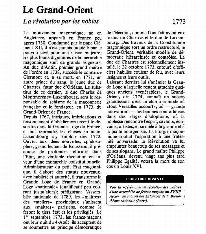 Prévisualisation du document Le Grand-OrientLa révolution par les nobles.