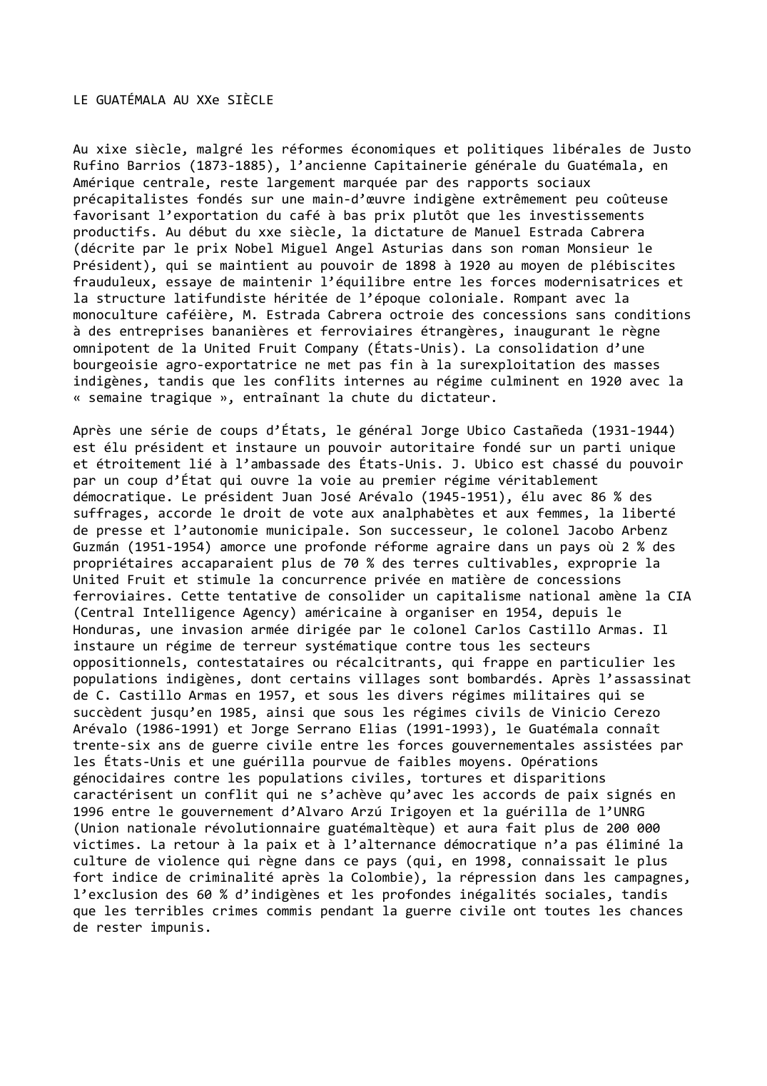 Prévisualisation du document LE GUATÉMALA AU XXe SIÈCLE