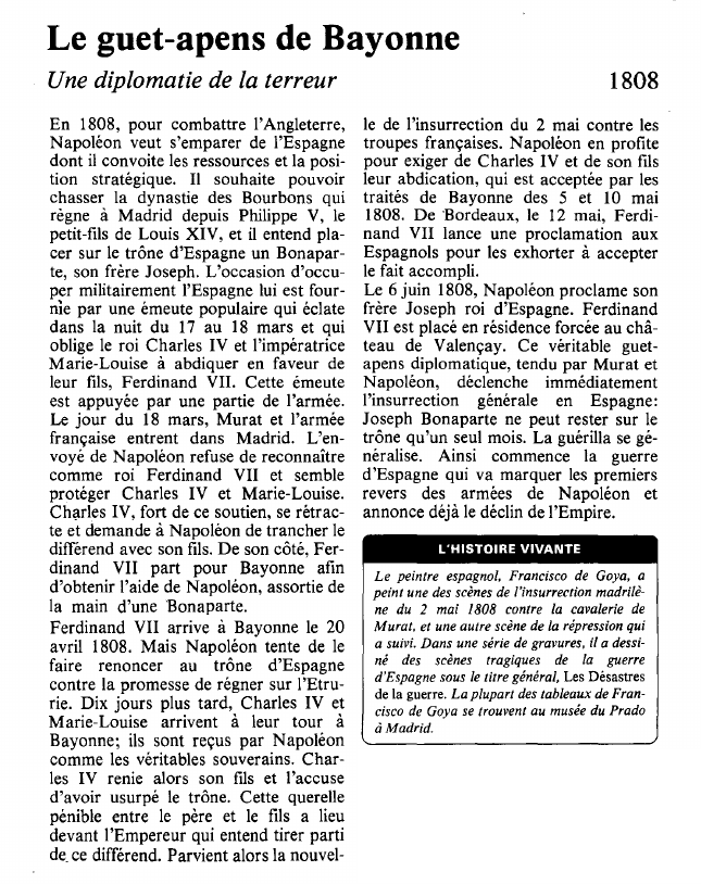 Prévisualisation du document Le guet-apens de BayonneUne diplomatie de la terreur.