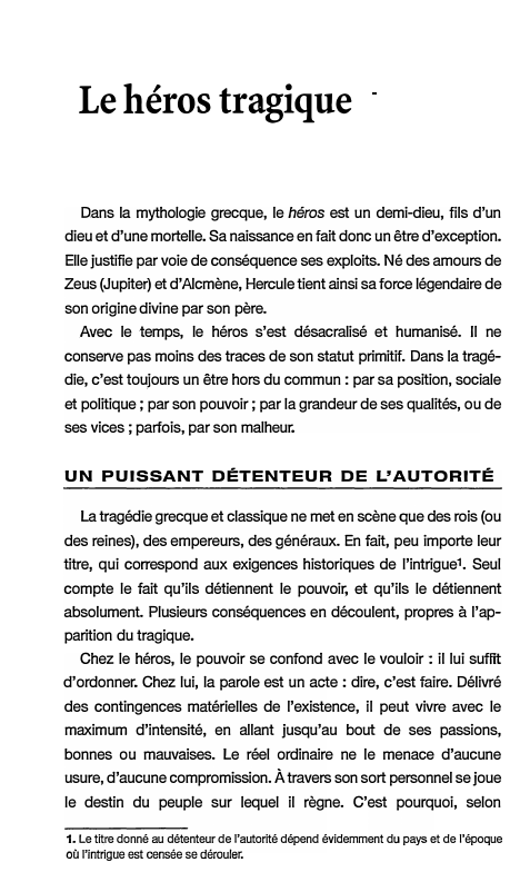 Prévisualisation du document Le héros tragique
Dans la mythologie grecque, le héros est un demi-dieu, fils d'un
dieu et d'une mortelle. Sa naissance...