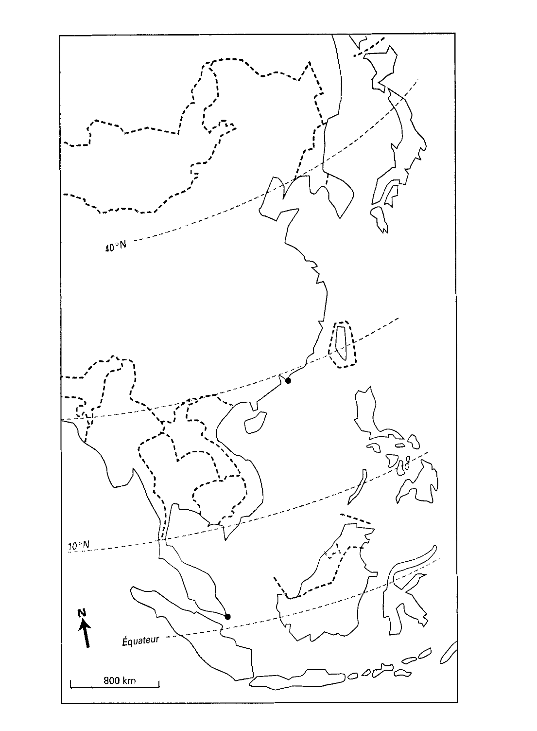 Prévisualisation du document Le Japon en Asie orientale. (Fond de carte de l'Asie orientale fourni.)