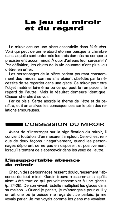 Prévisualisation du document Le jeu du miroir et du regard  dans Huis clos (1944) de SARTRE