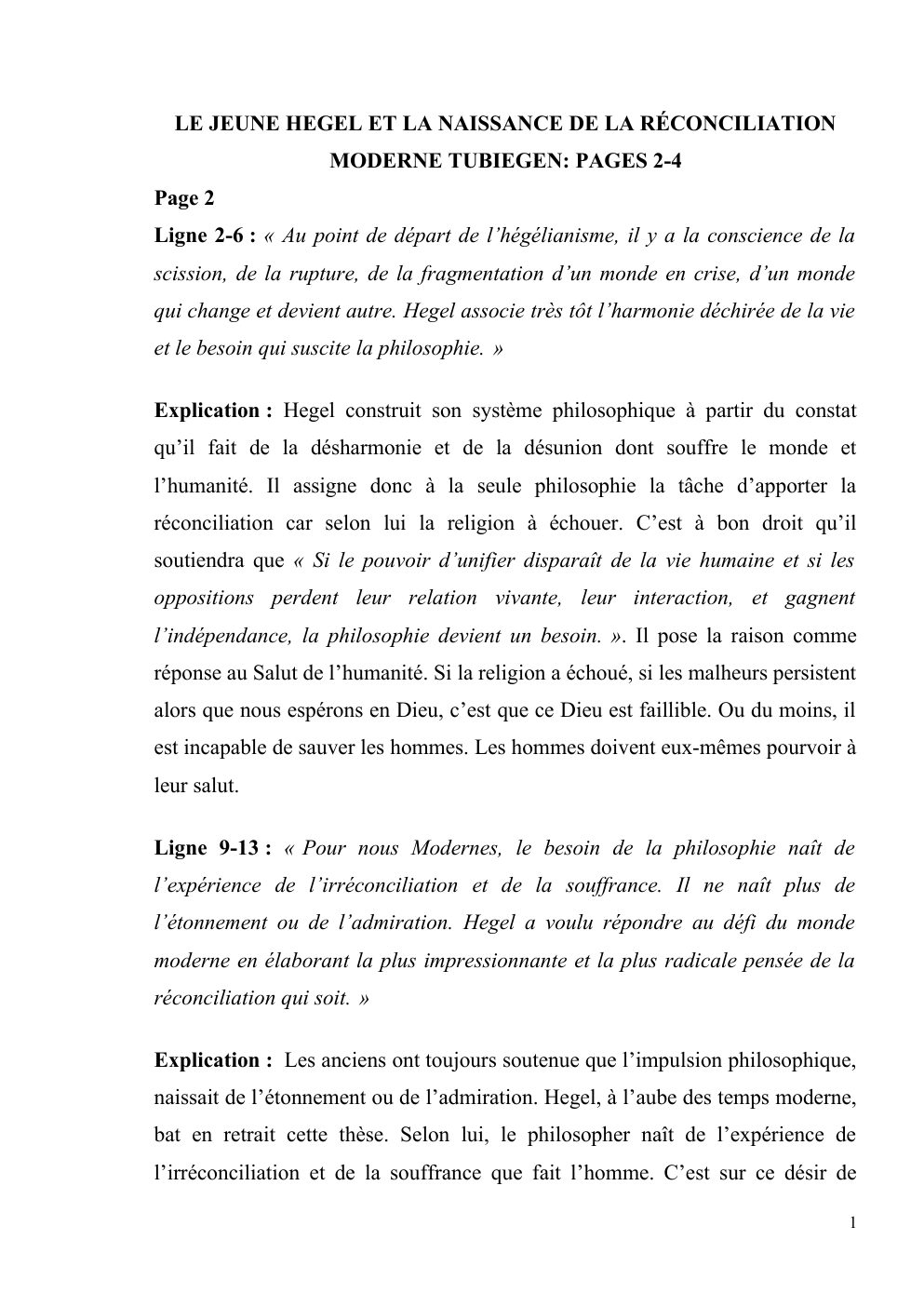 Prévisualisation du document LE JEUNE HEGEL ET LA NAISSANCE DE LA RÉCONCILIATION MODERNE TUBIEGEN: PAGES 2-4