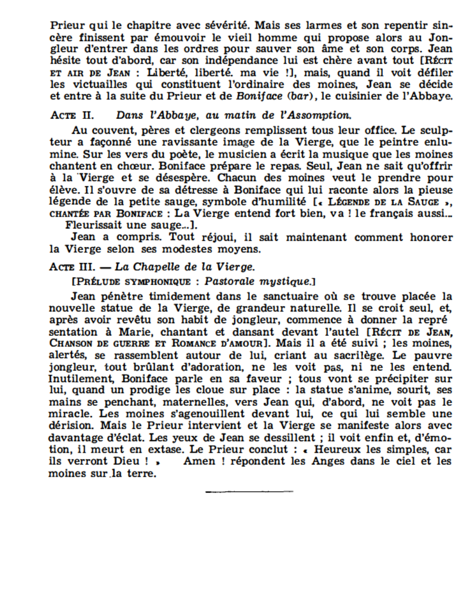 Prévisualisation du document LE JONGLEUR DE NOTRE-DAME de J. Massenet (résumé et analyse de l’œuvre – Répertoire lyrique)