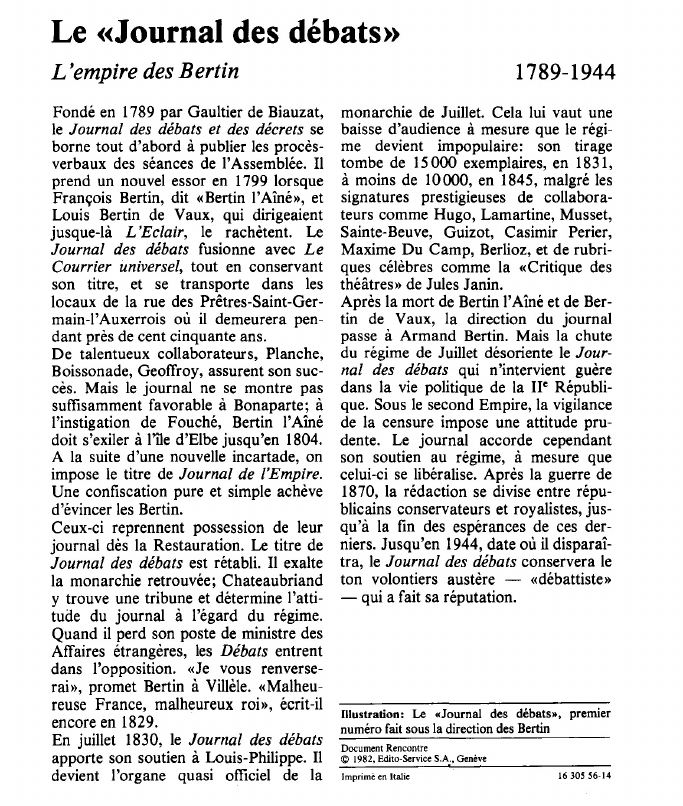 Prévisualisation du document Le «Journal des débats»L'empire des Bertin.