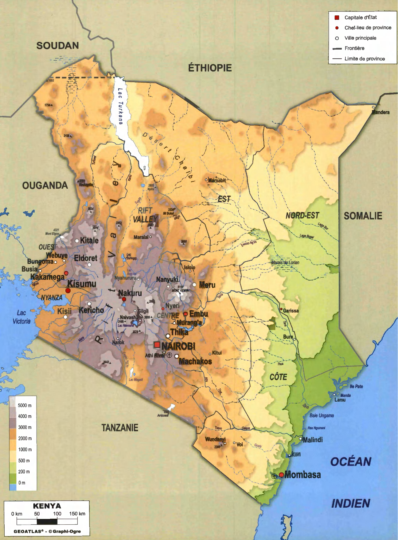 Prévisualisation du document LE KENYA (carte, population, administration, géographie)  ?
