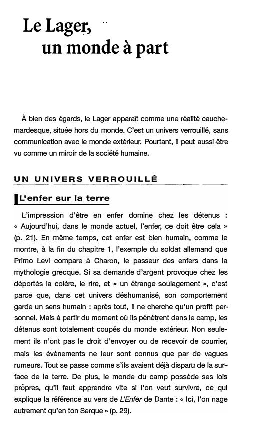 Prévisualisation du document Le Lager, un monde à part: Si c'est un homme (1947) de Primo Levi