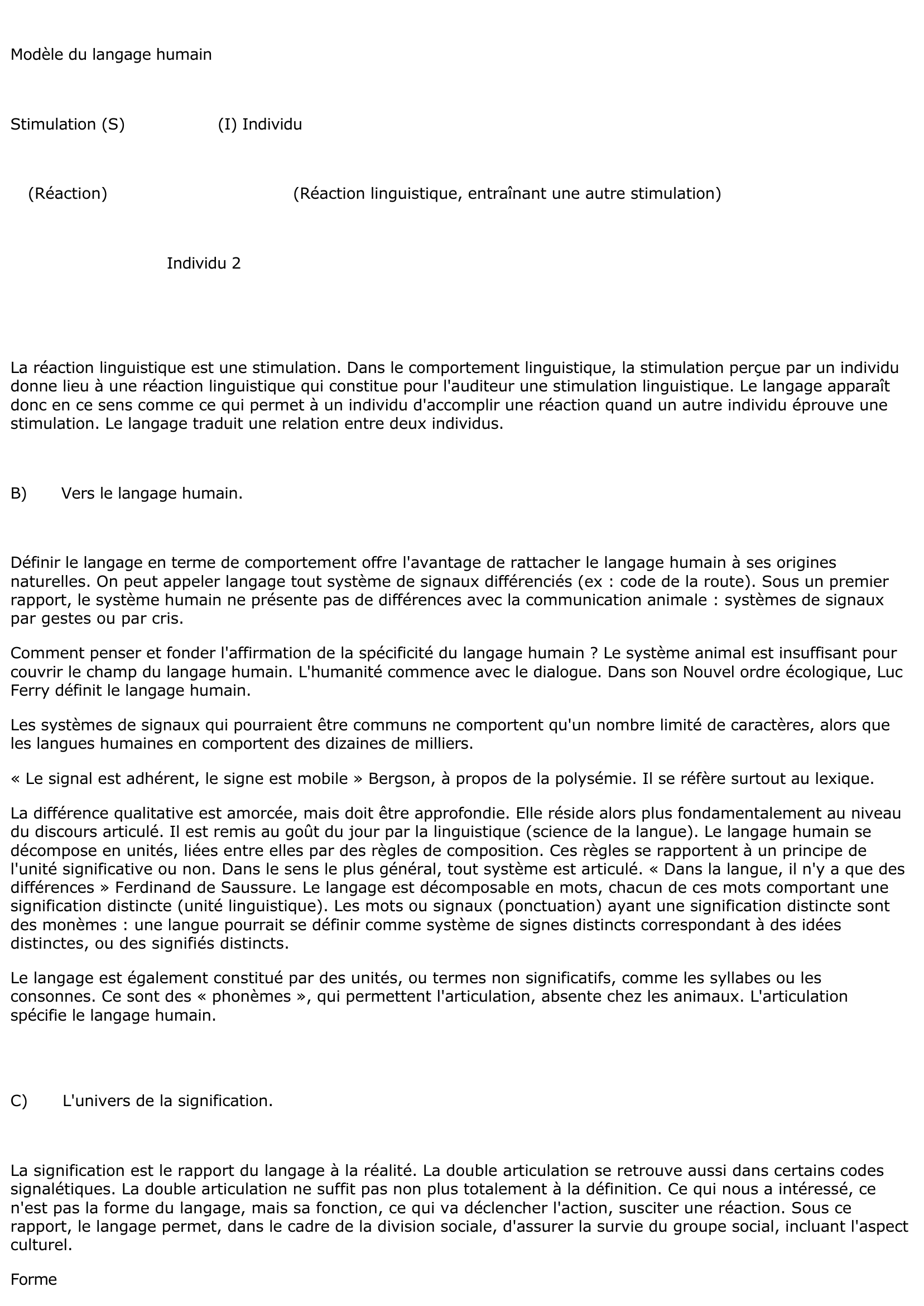 Prévisualisation du document Le langage, communication du sens, ou révélation du sens ?