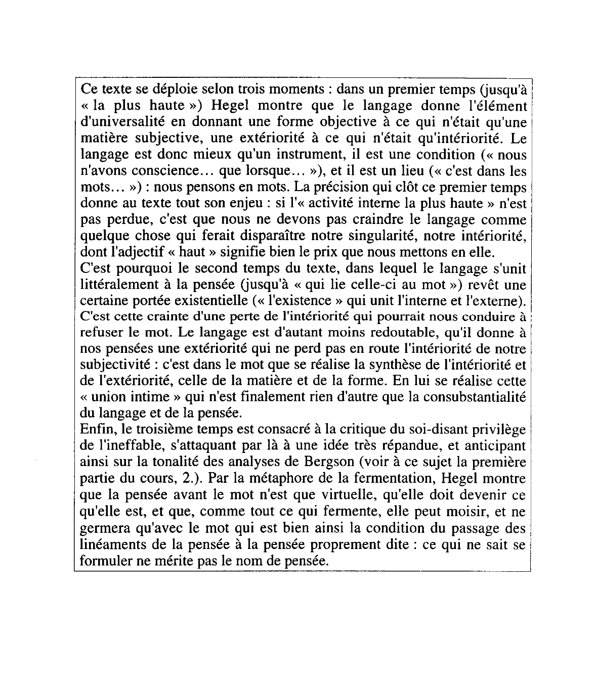 Prévisualisation du document Le langage, condition de la pensée ,- Texte commenté de Hegel