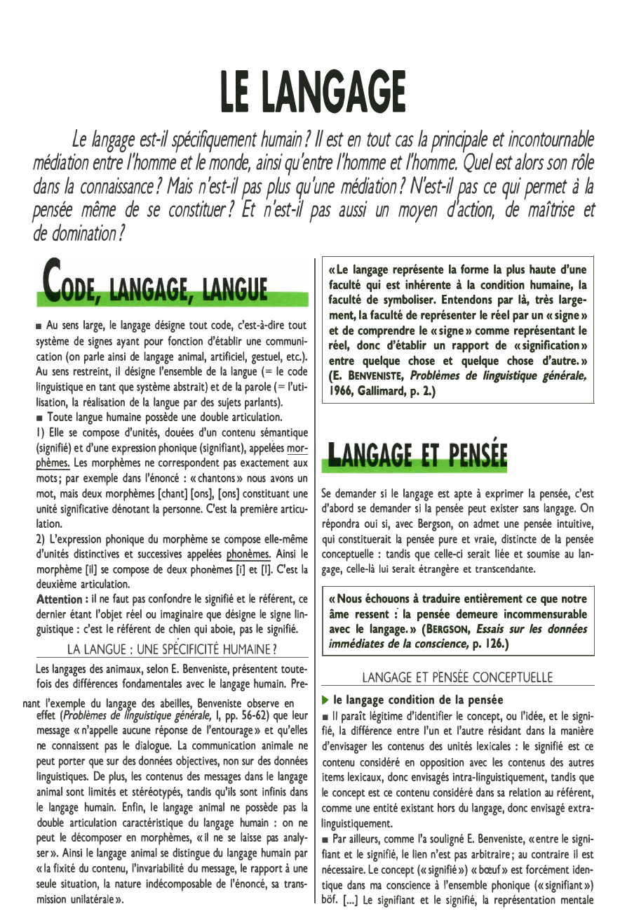 Prévisualisation du document LE LANGAGE

Le langage est-il spéafiquement humain? Il est en tout cas la princ�ale et incontournable
médiation entre l'homme et...