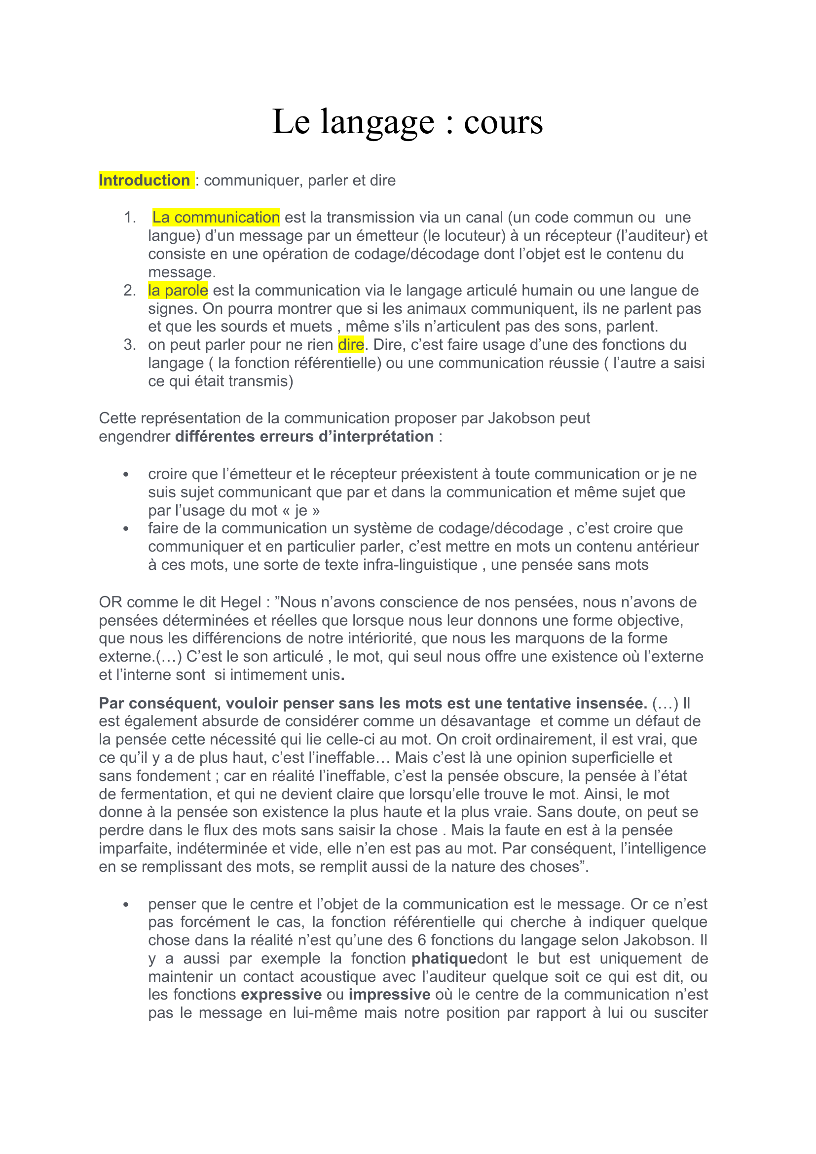 Prévisualisation du document Le langage (philo)