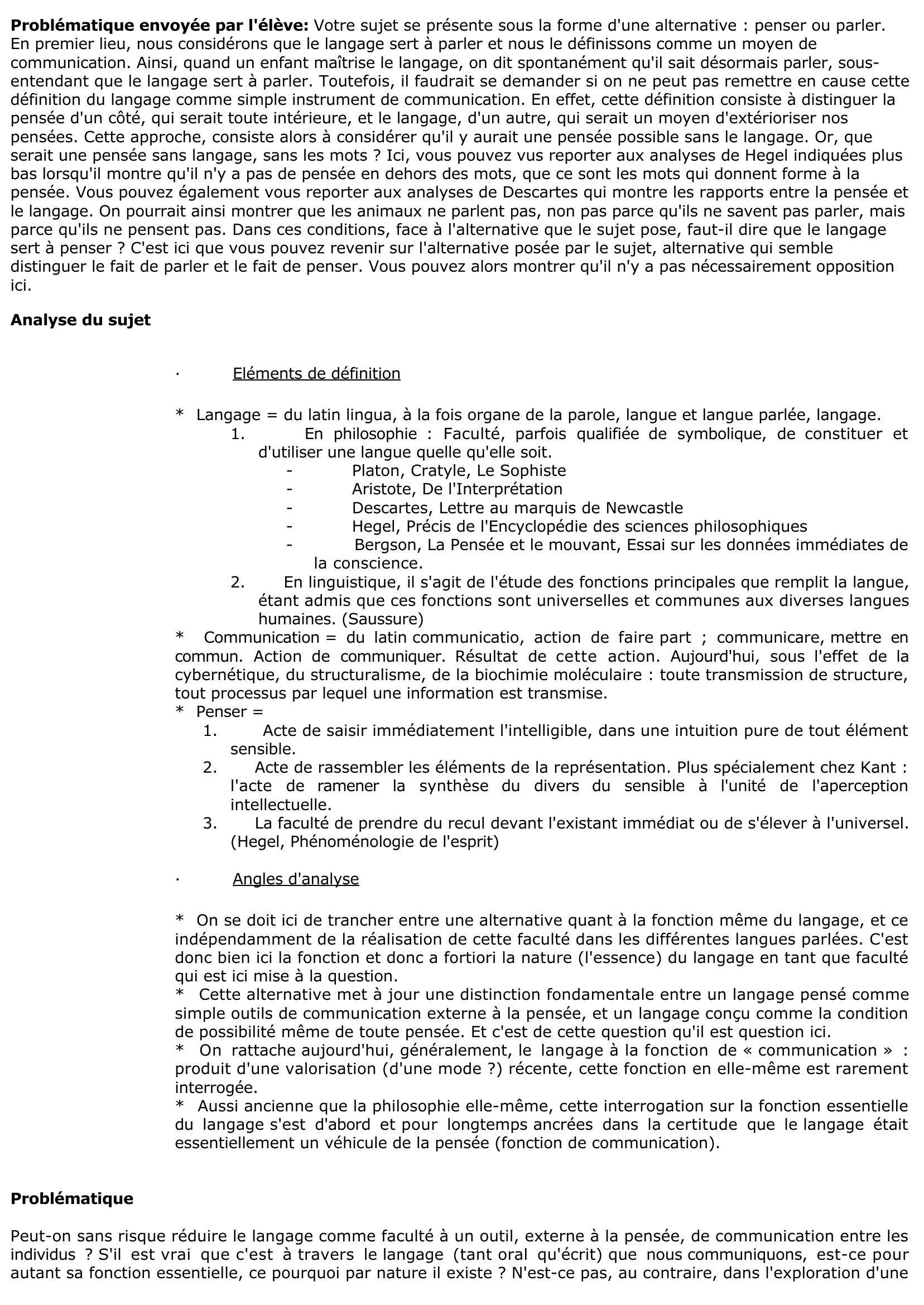 Prévisualisation du document Le langage sert-il à penser ou à parler 	?