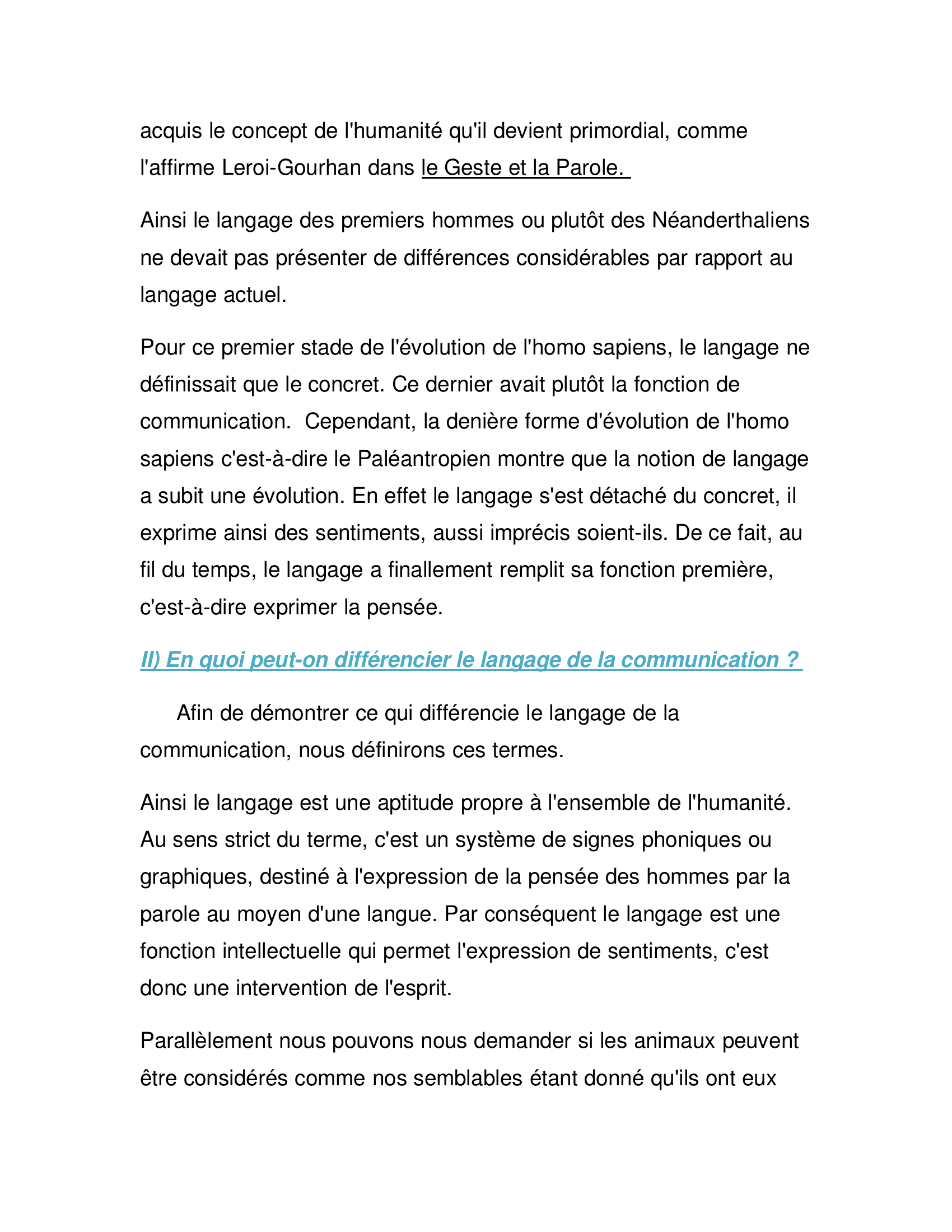 Prévisualisation du document Le language ne sert-il qu'à communiquer. Philosophie