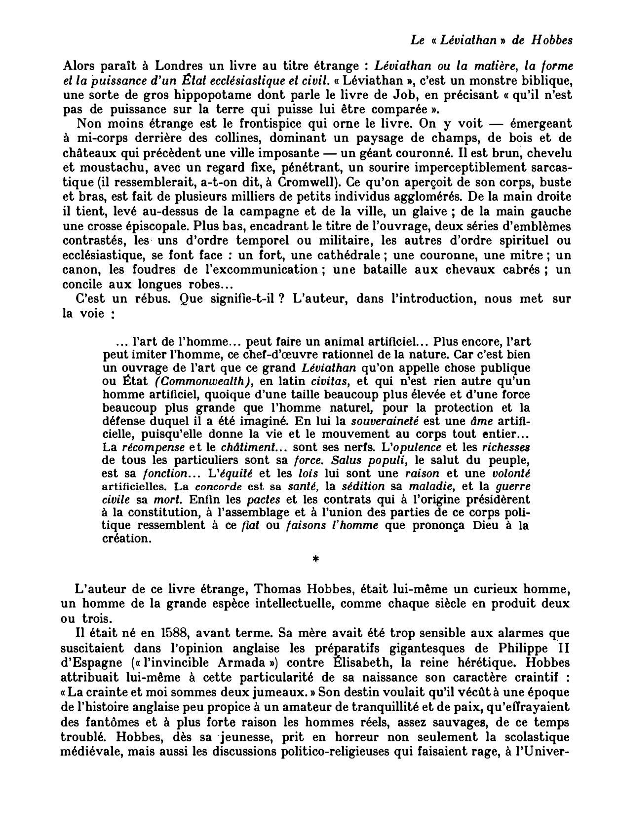 Prévisualisation du document LE LÉVIATHAN DE THOMAS HOBBES