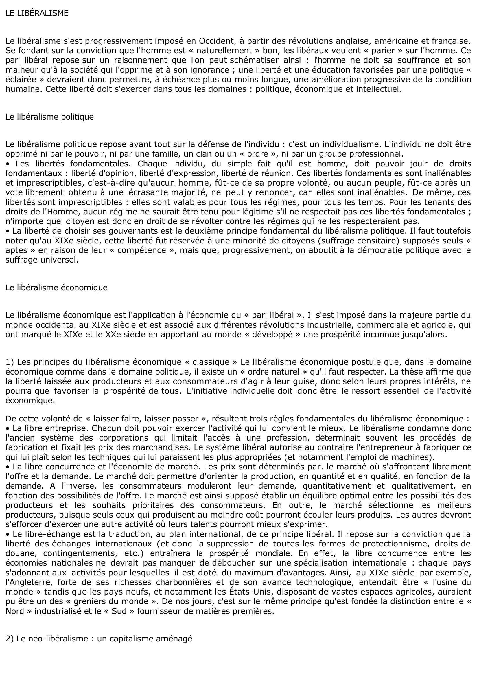 Prévisualisation du document LE LIBÉRALISME