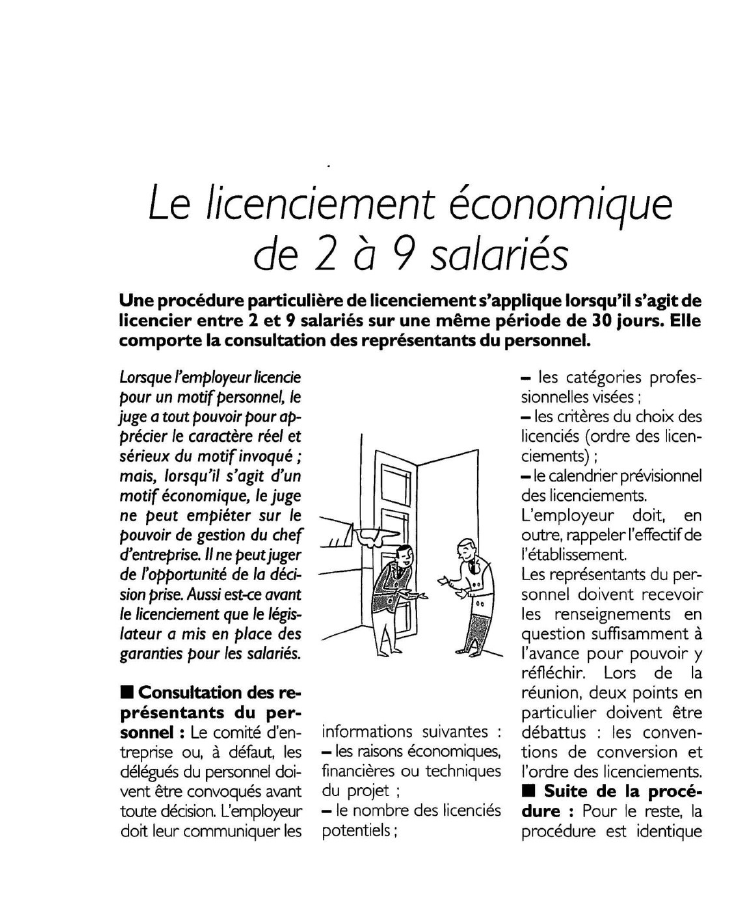Prévisualisation du document Le licenciement économiquede 2 à 9 salariés.
