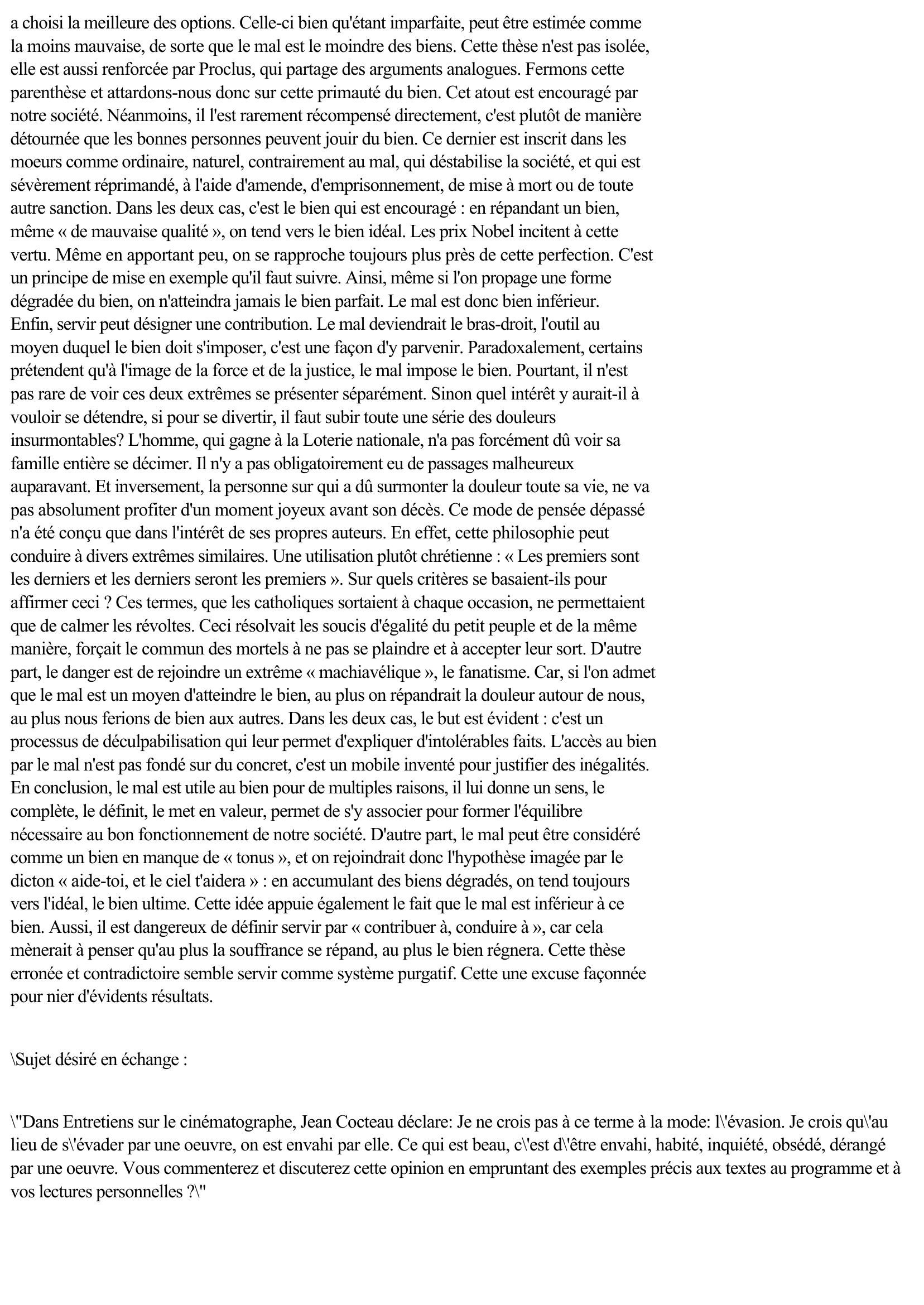Prévisualisation du document « Le mal sert le bien »