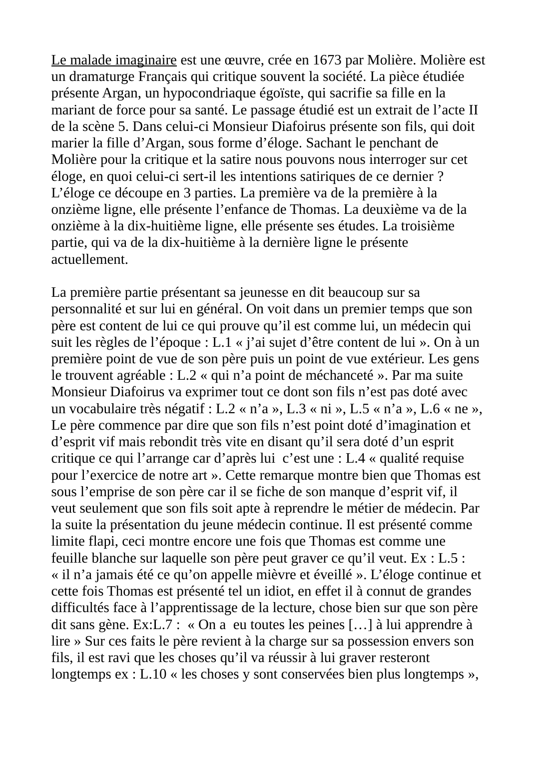 Prévisualisation du document Le malade imaginaire: éloge de Monsieur Diafoirus