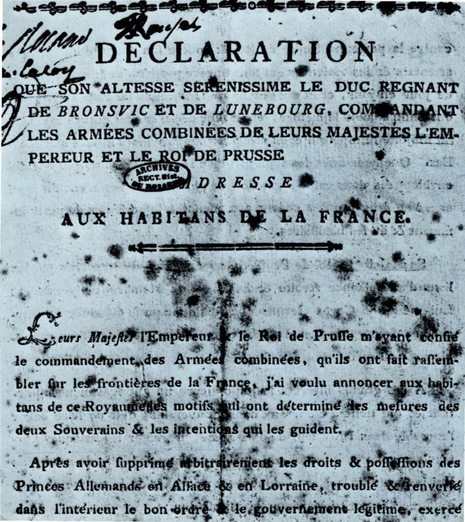 Prévisualisation du document Le manifeste de Brunswick:
Une funeste «gaffe».
