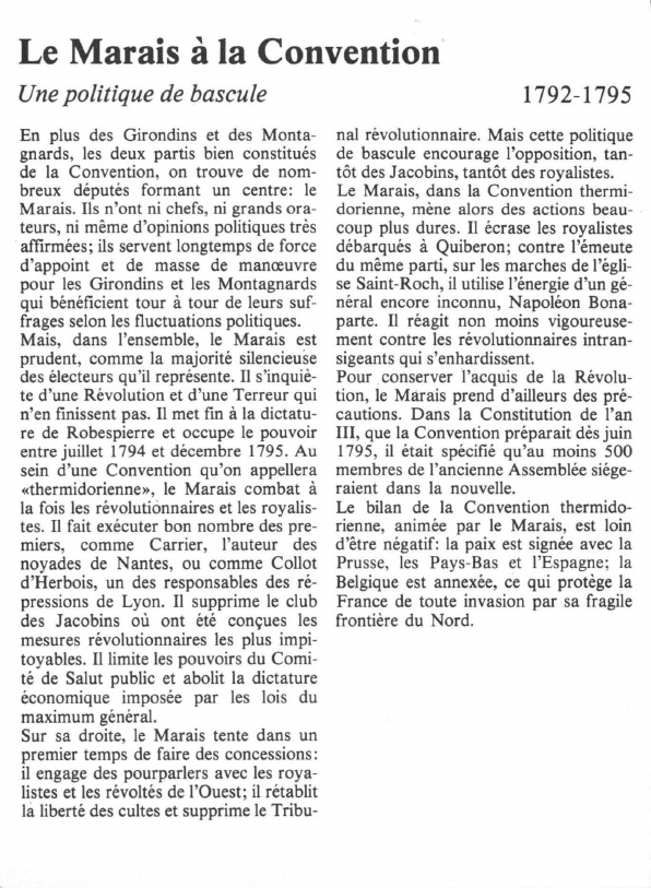 Prévisualisation du document Le Marais à la ConventionUne politique de bascule.