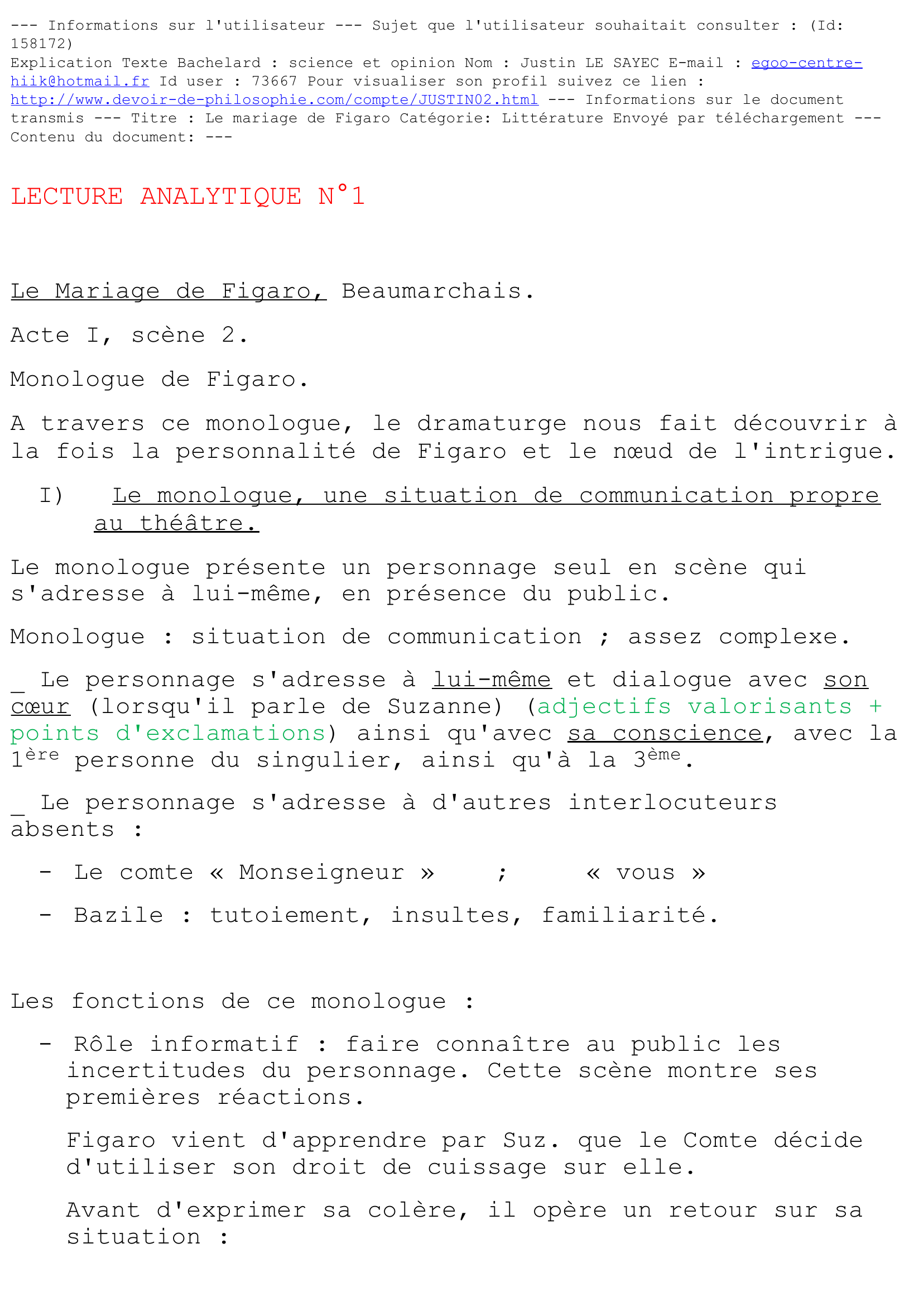 Prévisualisation du document Le Mariage de Figaro, Beaumarchais.Acte I, scène 2.