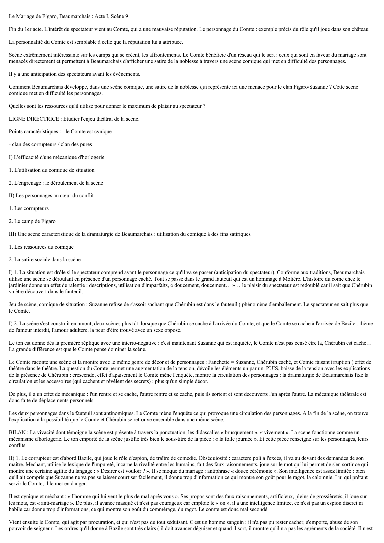 Prévisualisation du document Le Mariage de Figaro, Beaumarchais : Acte I, Scène 9