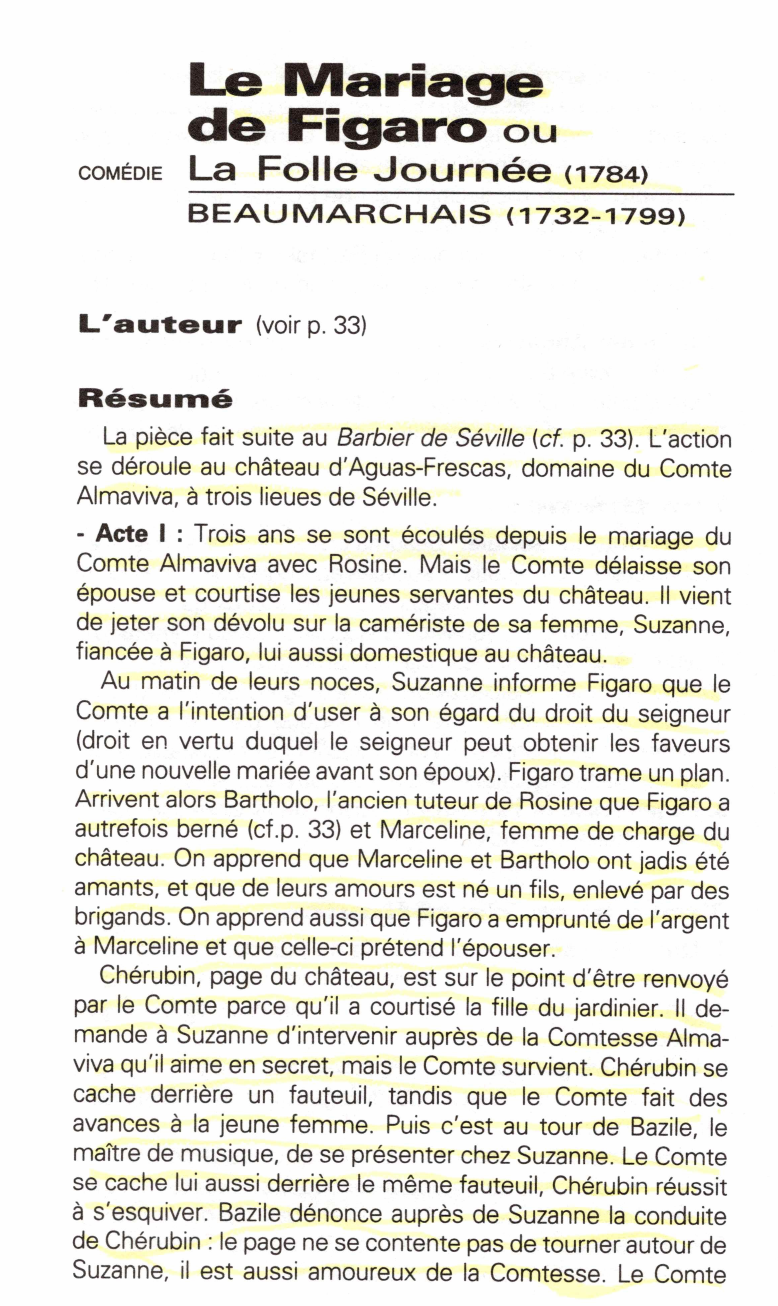 Prévisualisation du document Le Mariage de Figaro ou  La Folle Journée (1784) BEAUMARCHAIS (1732-1799)