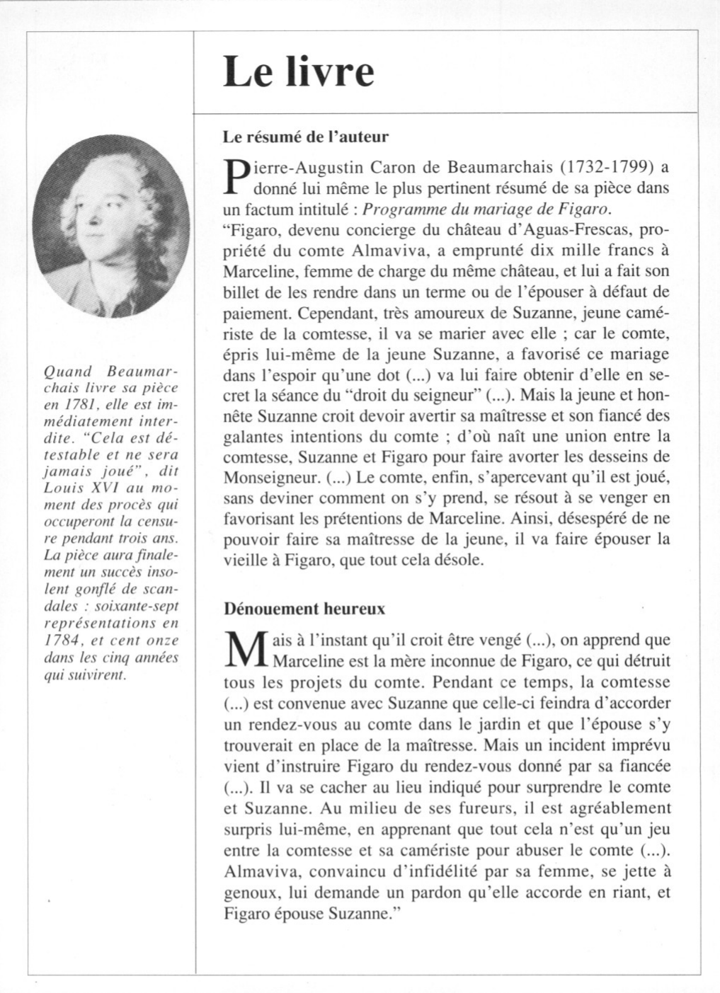 Prévisualisation du document Le Mariage de Figaro, ou la Folle Journée de Pierre-Augustin CARON de BEAUMARCHAIS