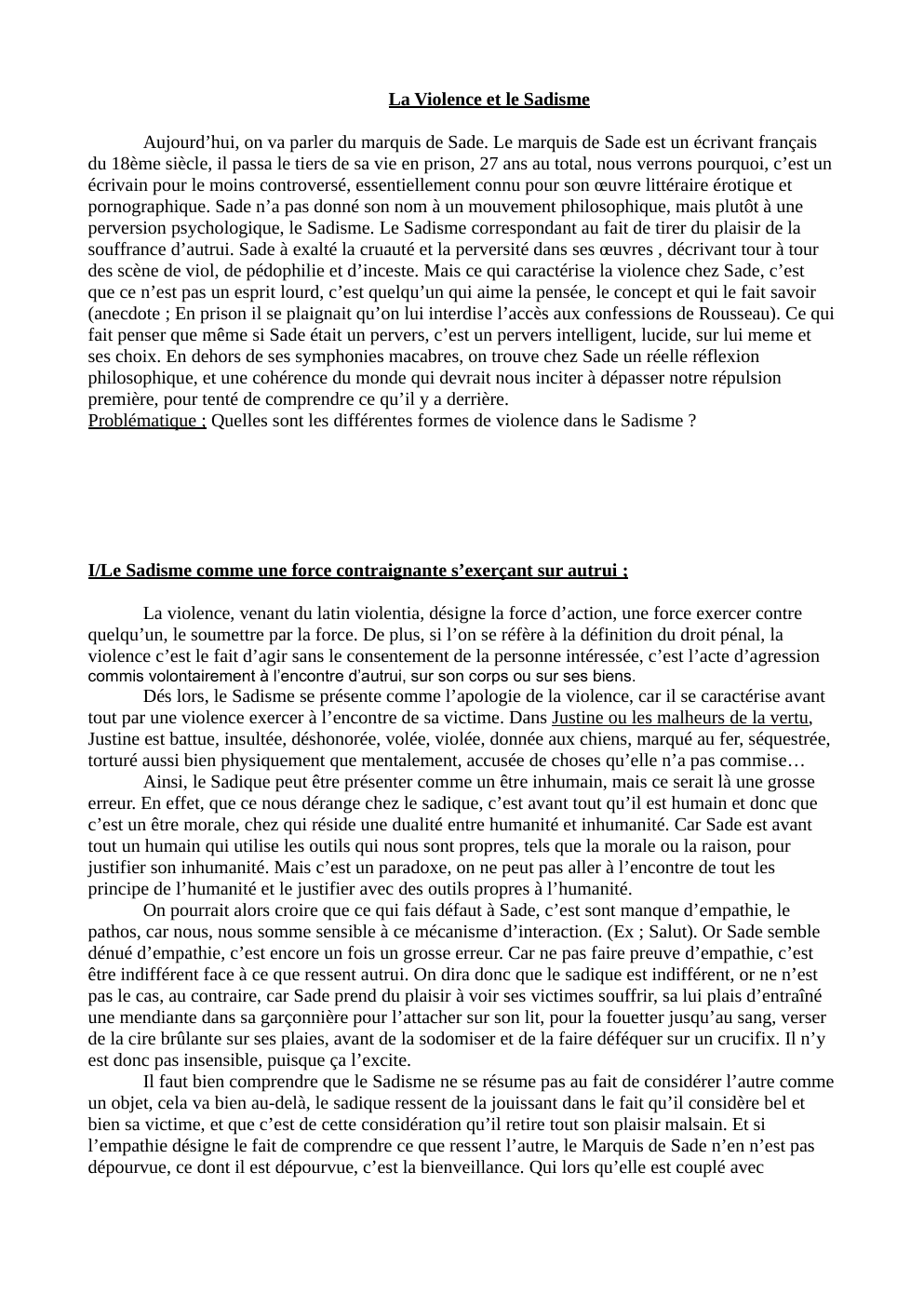 Prévisualisation du document Le Marquis de Sade et la violence