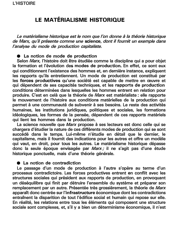Prévisualisation du document LE MATÉRIALISME HISTORIQUE (fiche bac)