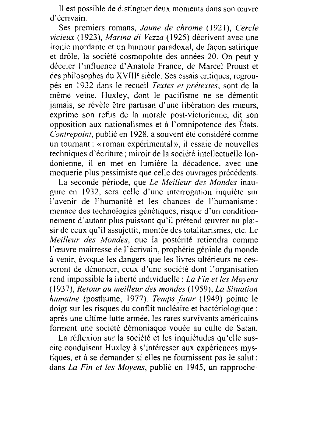Prévisualisation du document Le Meilleur des Mondes d'Aldous Huxley (fiche de lecture)