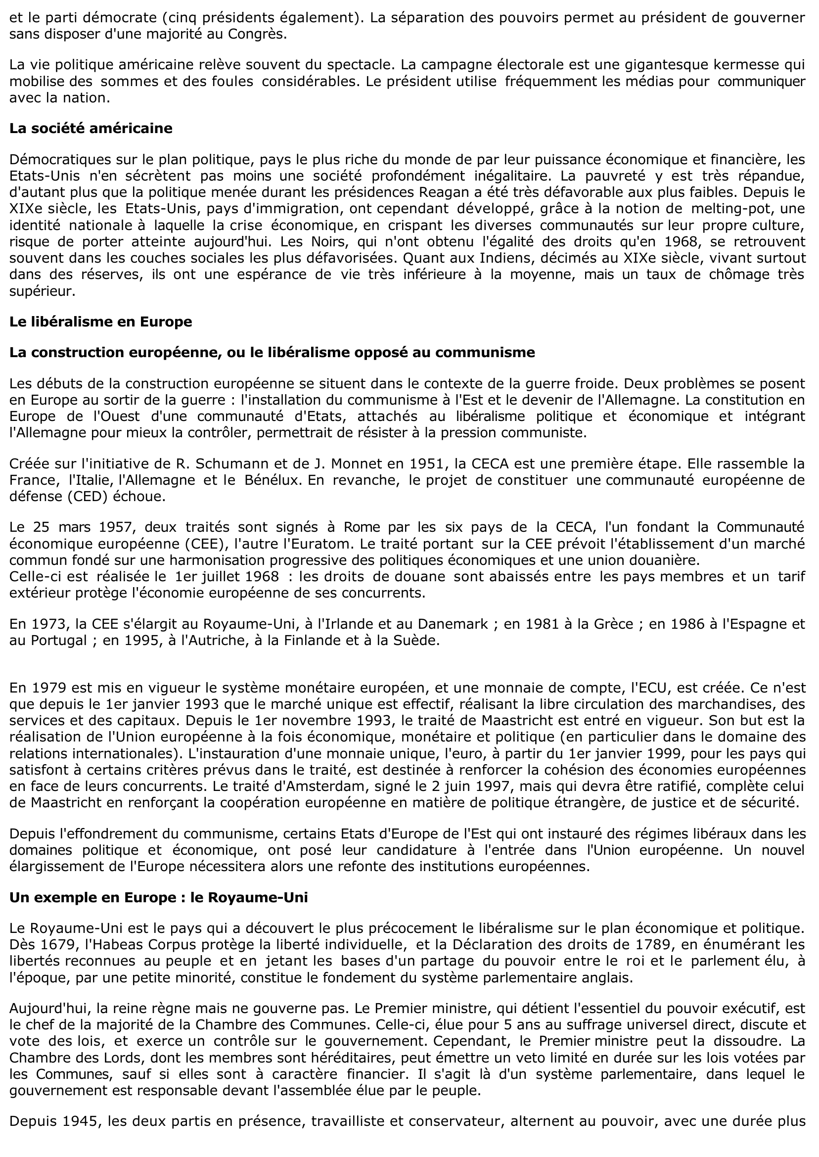 Prévisualisation du document LE MODÈLE LIBÉRAL AUX ÉTATS-UNIS ET EN EUROPE
