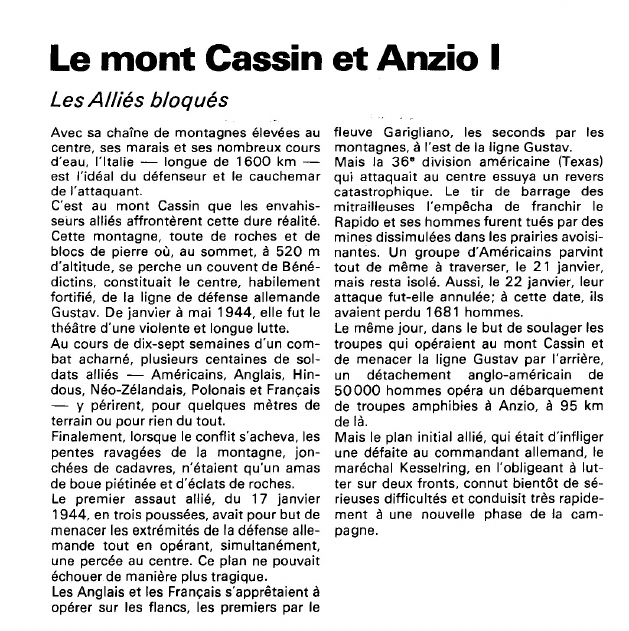 Prévisualisation du document Le mont Cassin et Anzio :Les Alliés bloqués.