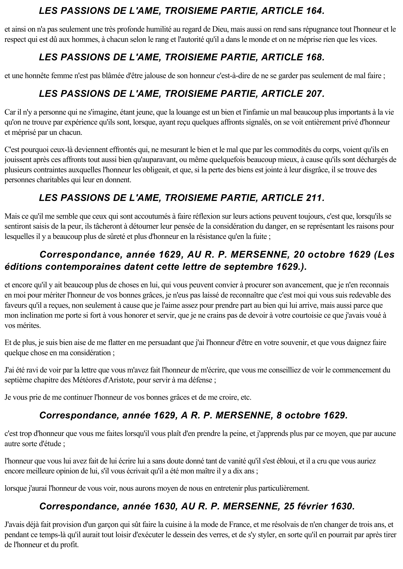 Prévisualisation du document Le mot "honneur" chez René DESCARTES