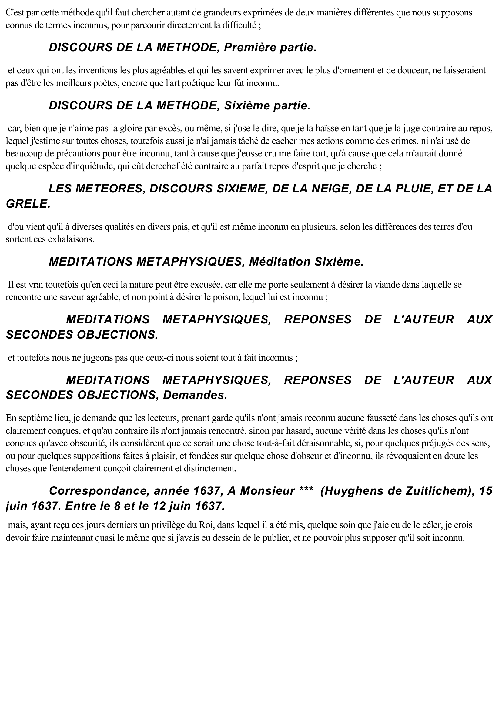 Prévisualisation du document Le mot "inconnu" dans l'oeuvre de René DESCARTES