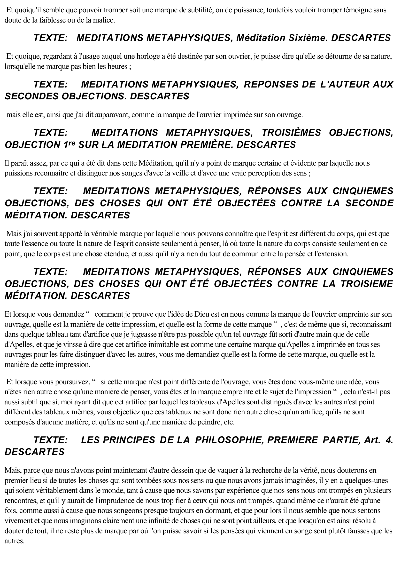 Prévisualisation du document Le mot "marque" dans l'oeuvre de Descartes