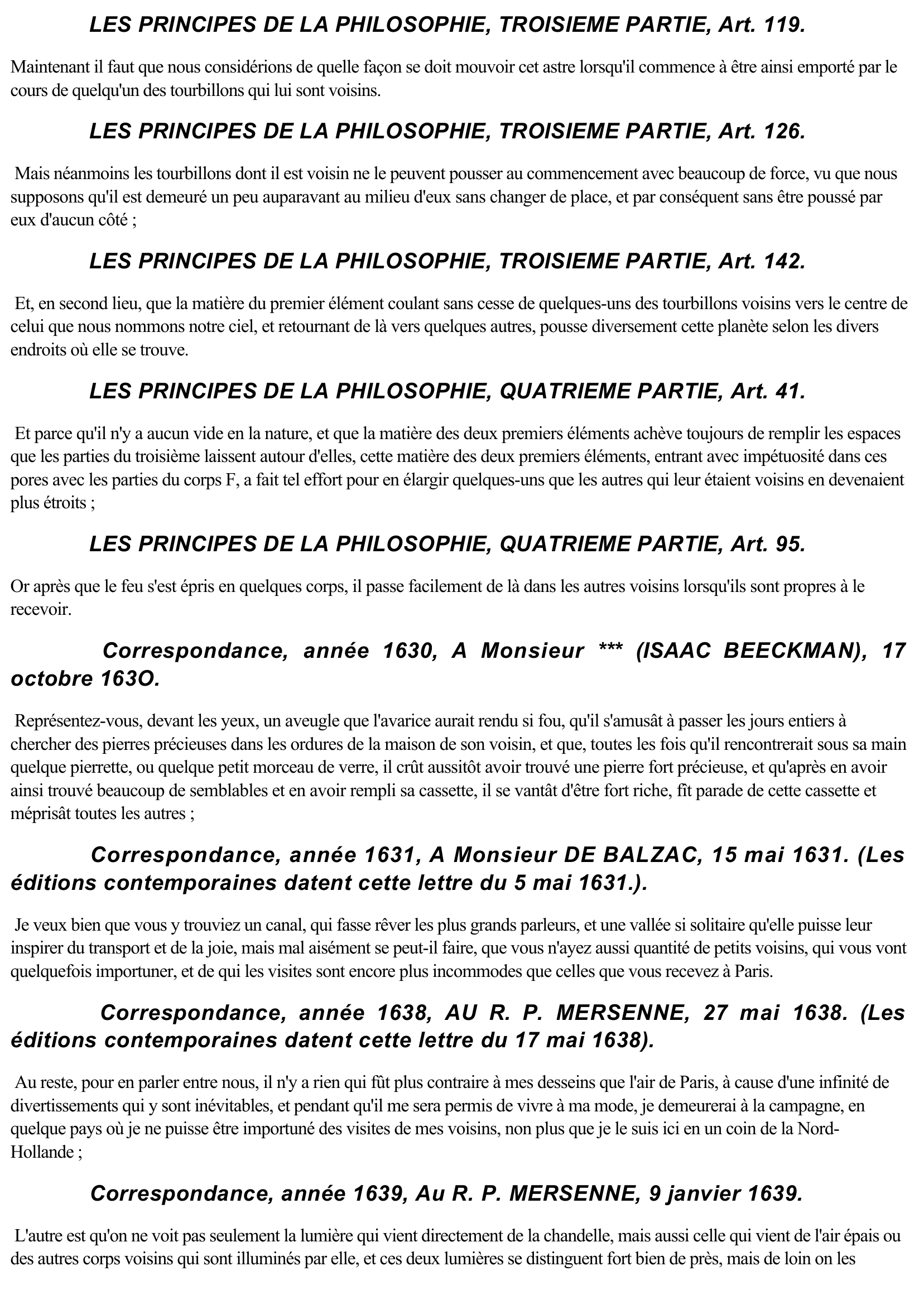 Prévisualisation du document Le mot "voisin" de l'oeuvre de DESCARTES