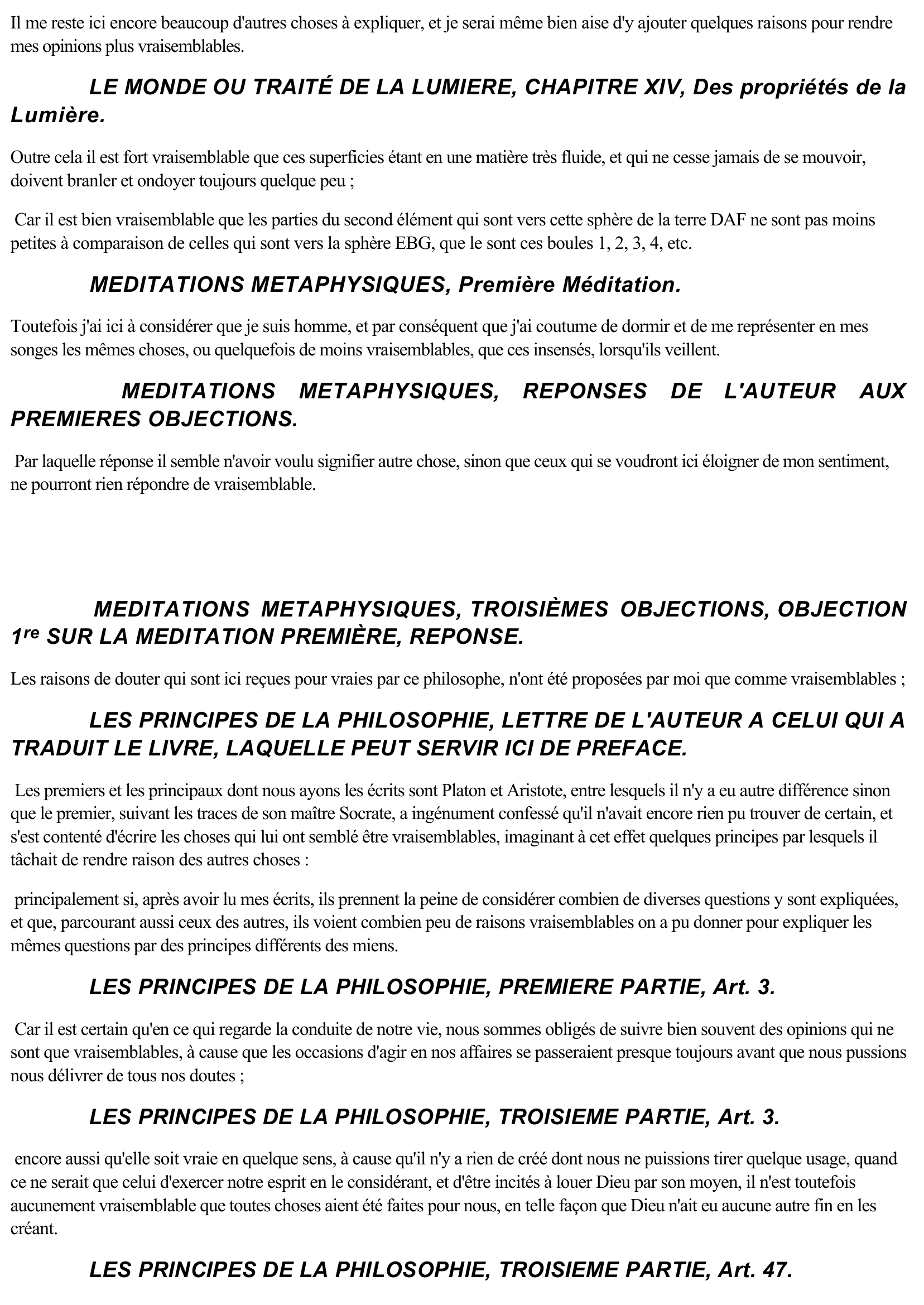 Prévisualisation du document Le mot "vraisemblable" dans l'oeuvre de DESCARTES