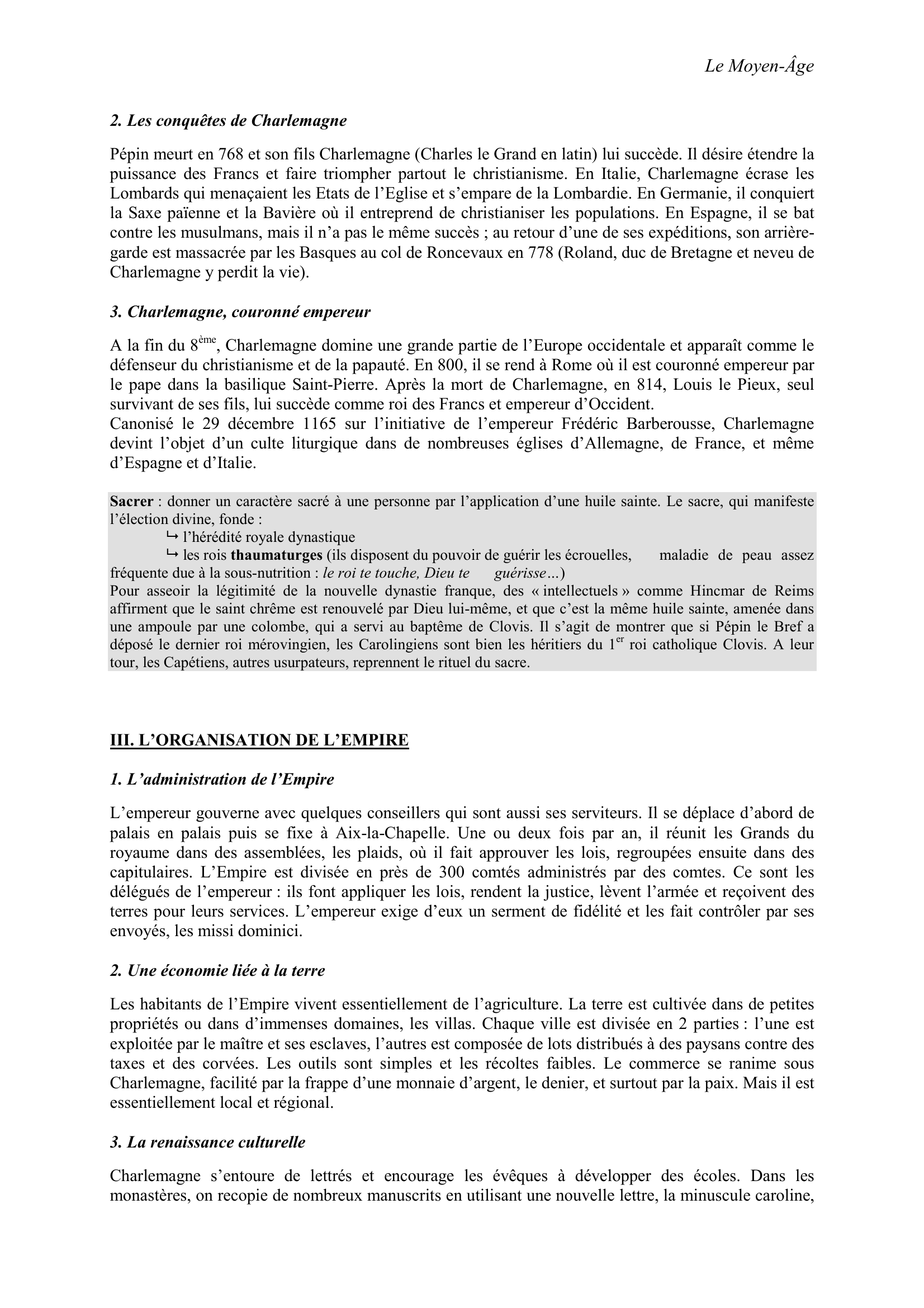 Prévisualisation du document Le Moyen-Âge

LA NAISSANCE DE LA FRANCE :
UN ÉTAT ROYAL, UNE CAPITALE, UNE LANGUE

I.