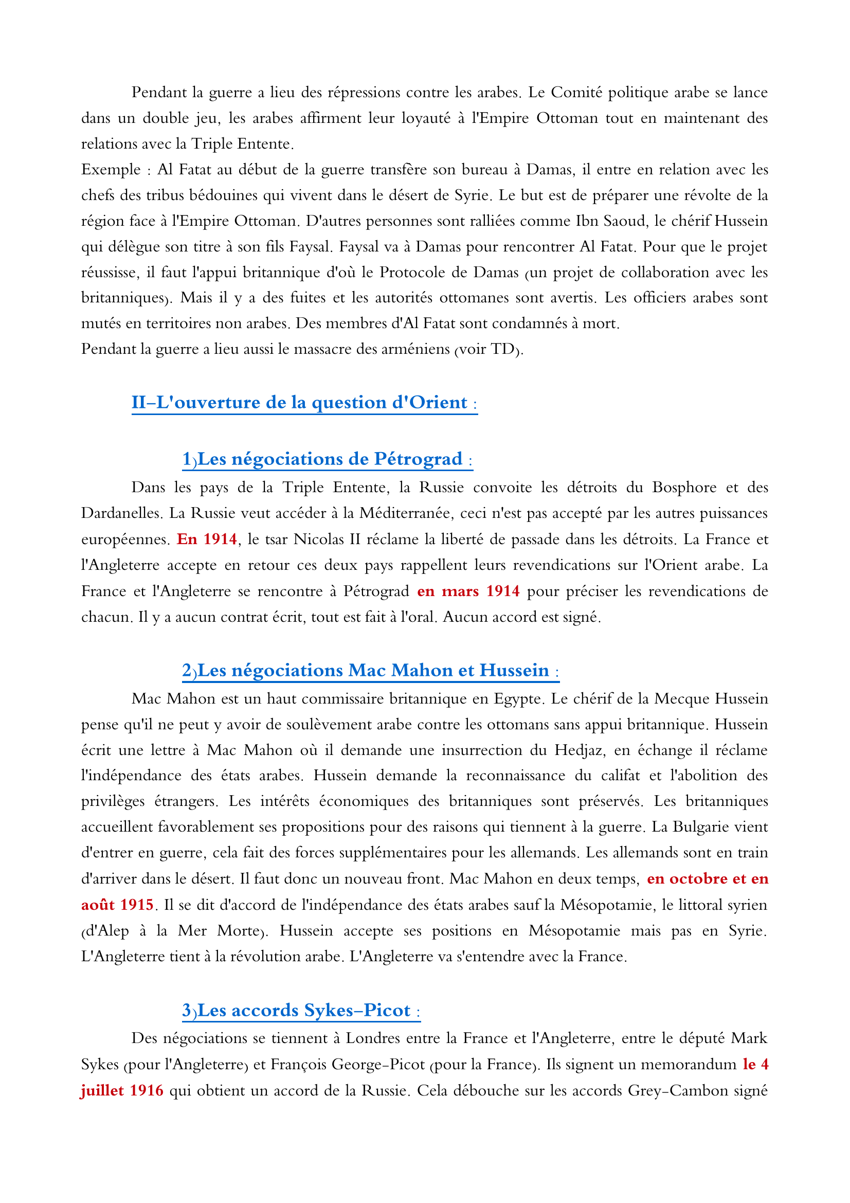 Prévisualisation du document Le Moyen Orient dans la Première Guerre Mondiale