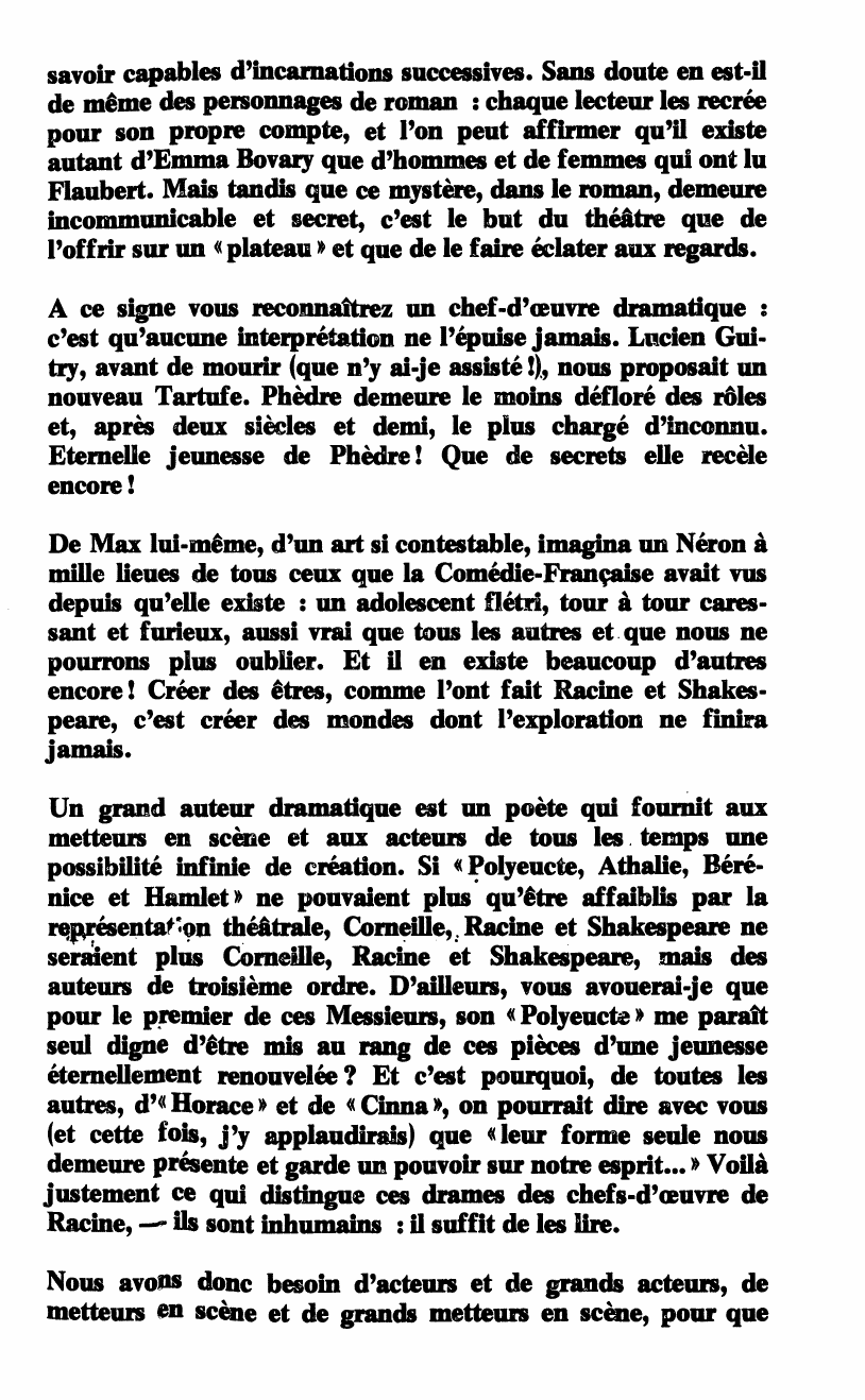 Prévisualisation du document LE MYSTERE DU THÉÂTRE. Fnnçola MAURIAC (Journal II)